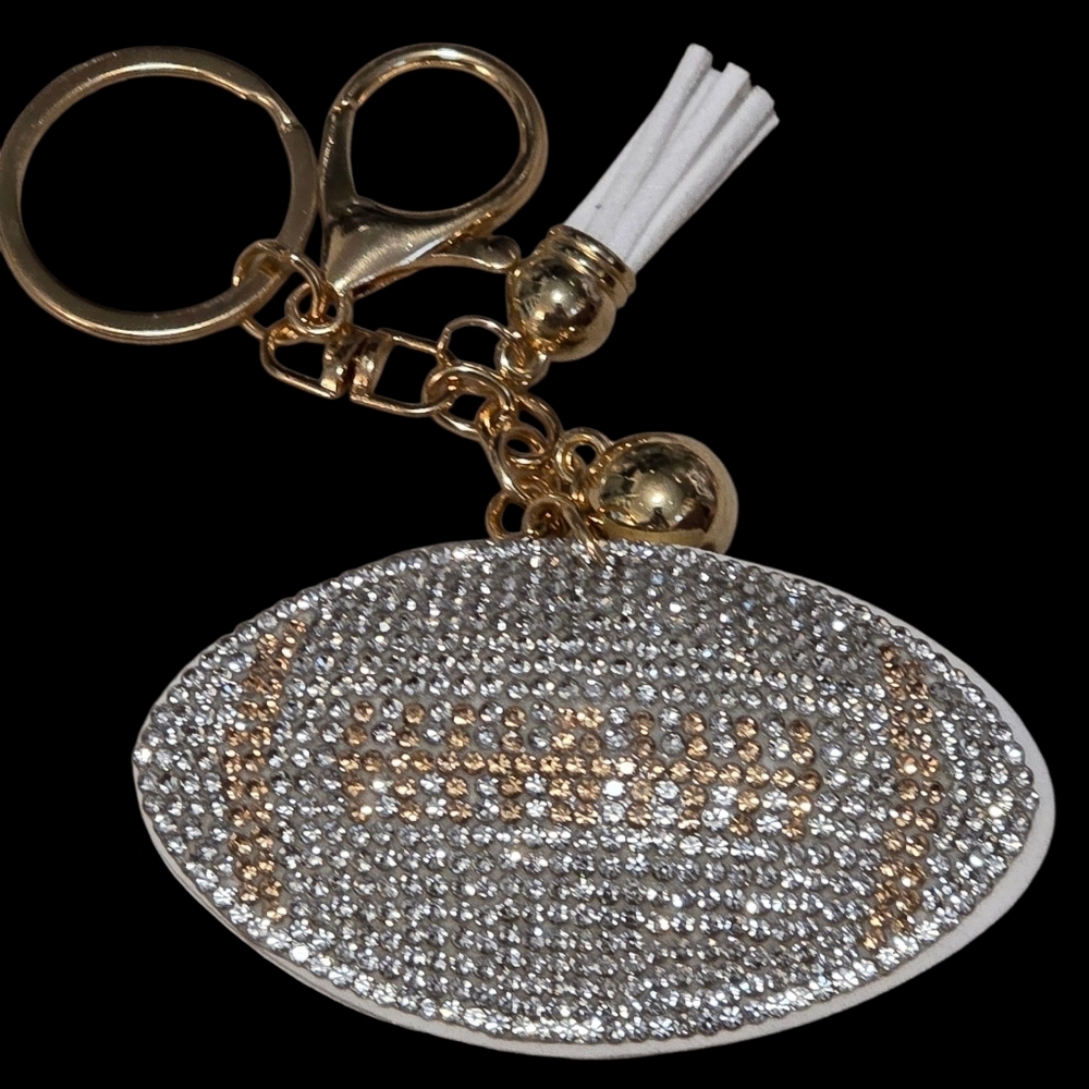 Elegant Silver and Gold Football Bag Charm | Keychain